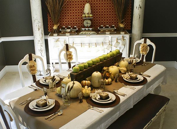 Seasonal decor on the table spread out beautifully