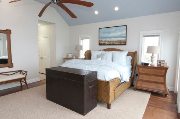 Serene bedroom filled with cool organic textures