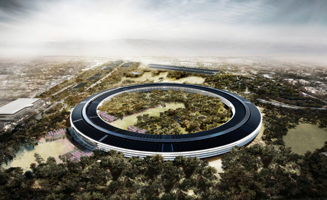 Spaceship styled Apple campus in Cupertino