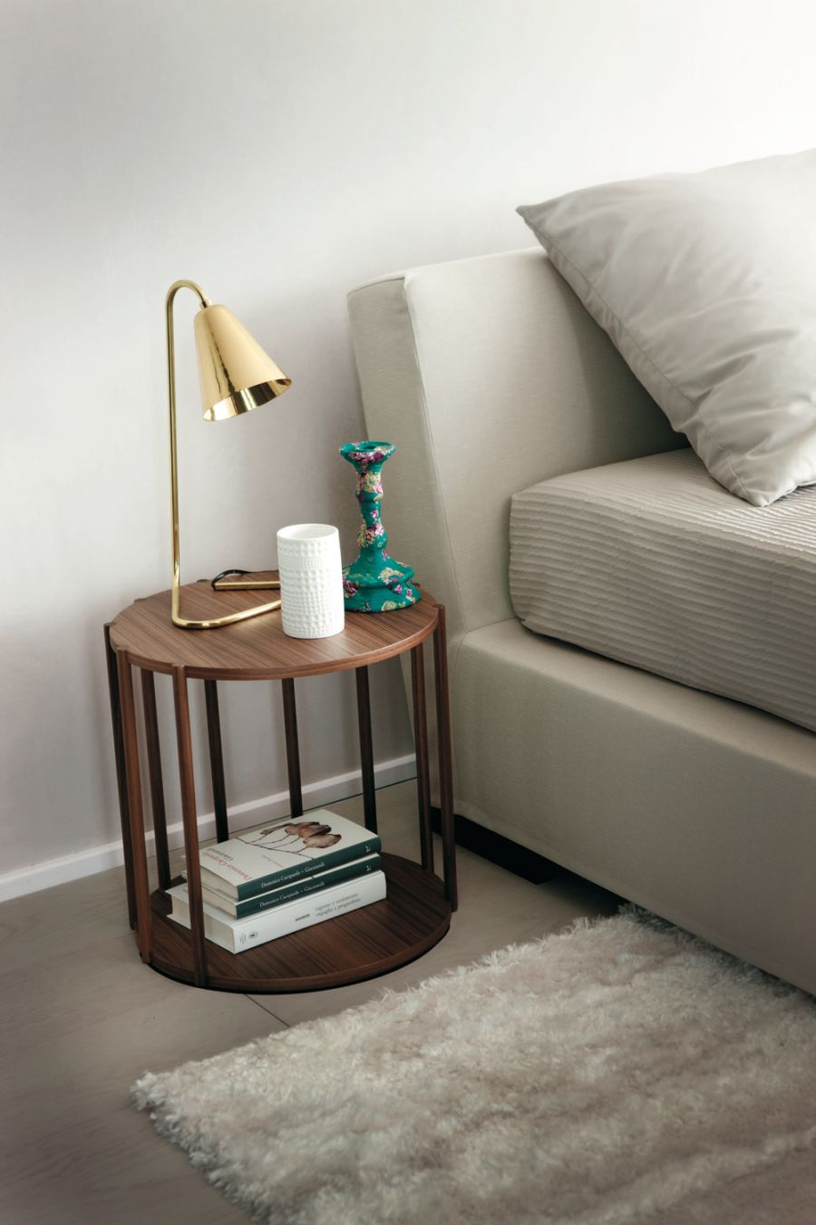 Stylish Cell side table in solid canaletta walnut