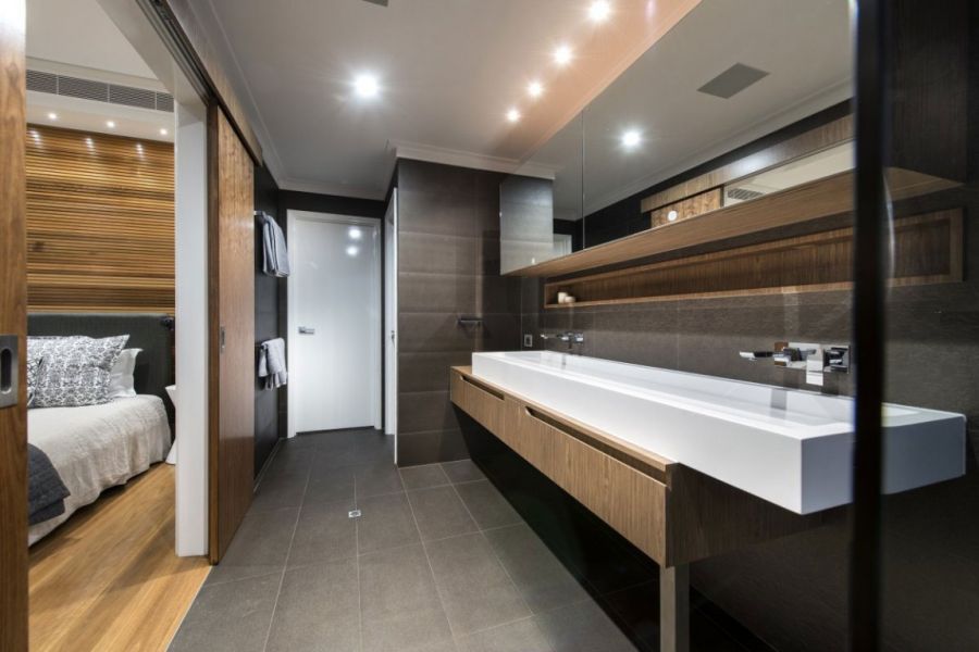 Stylish bathroom in grey