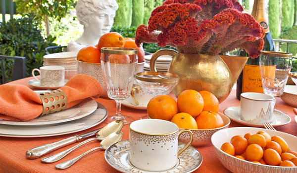 Thanksgiving table in orange hues