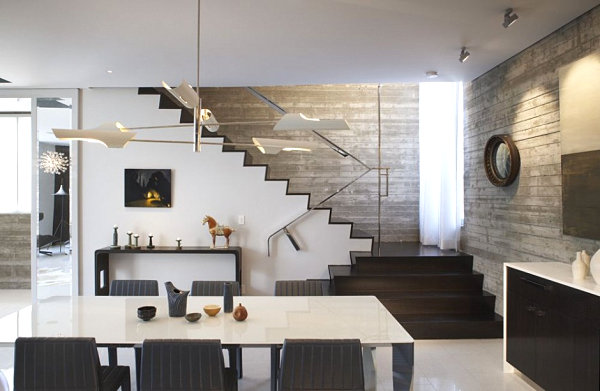 Townhome dining room filled with interesting features