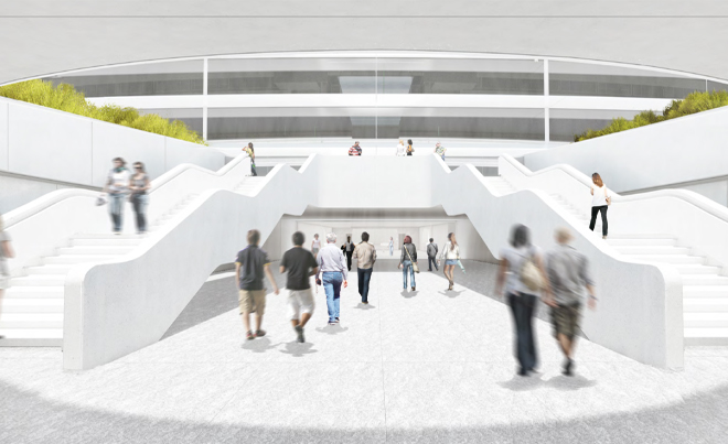 Transit center image at the new Apple headquarters