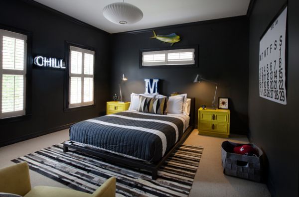 Trendy teen room with uber-cool dark walls