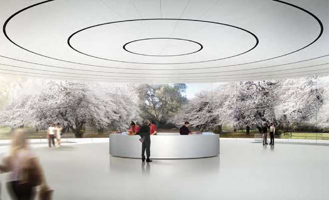 Underground auditorium at the new Apple campus