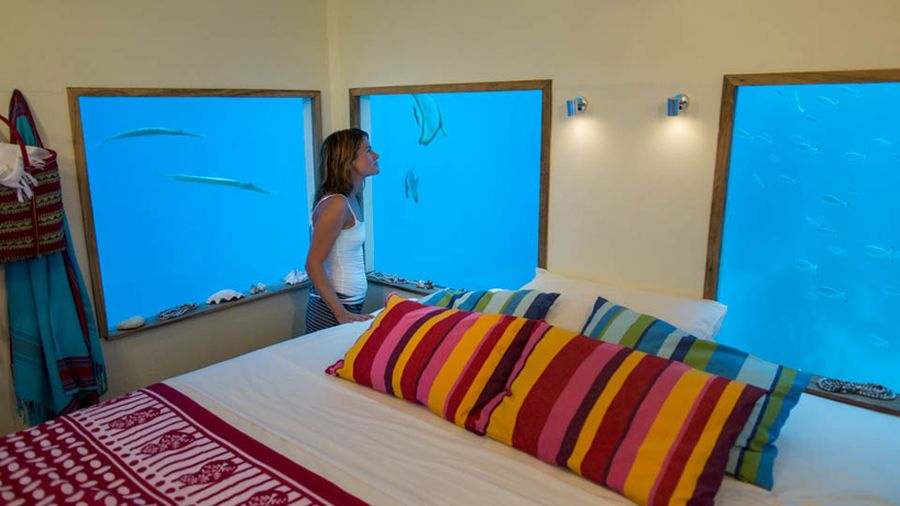 Underwater hotel room at Manta Resort, Africa