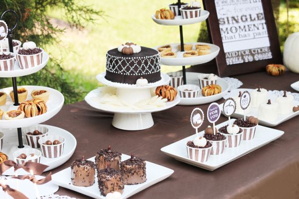 Use a predominently black and white color scheme for desserts