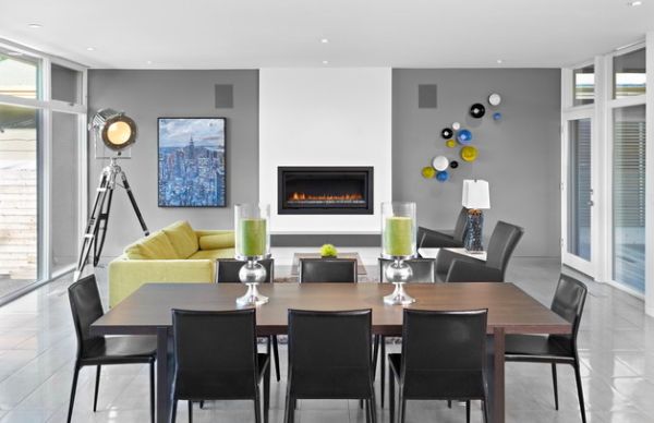 Use the additional space in the dining room to create a warm and inviting sitting area