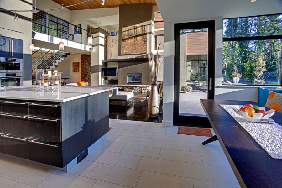 View from the modern kitchen