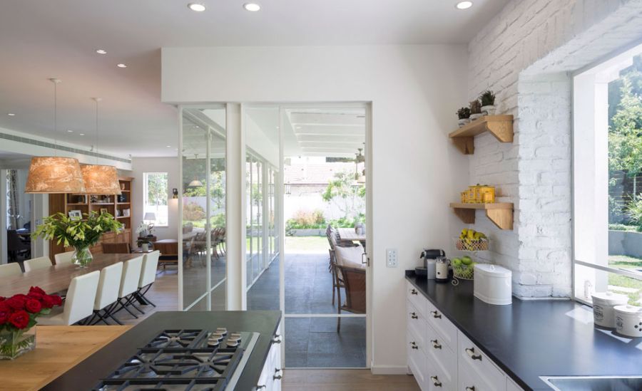 View of the living and dining space from the kitchen