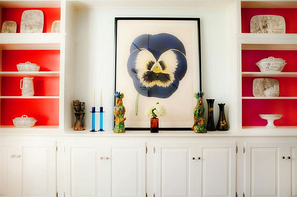 Vivid color on a shelf's interior