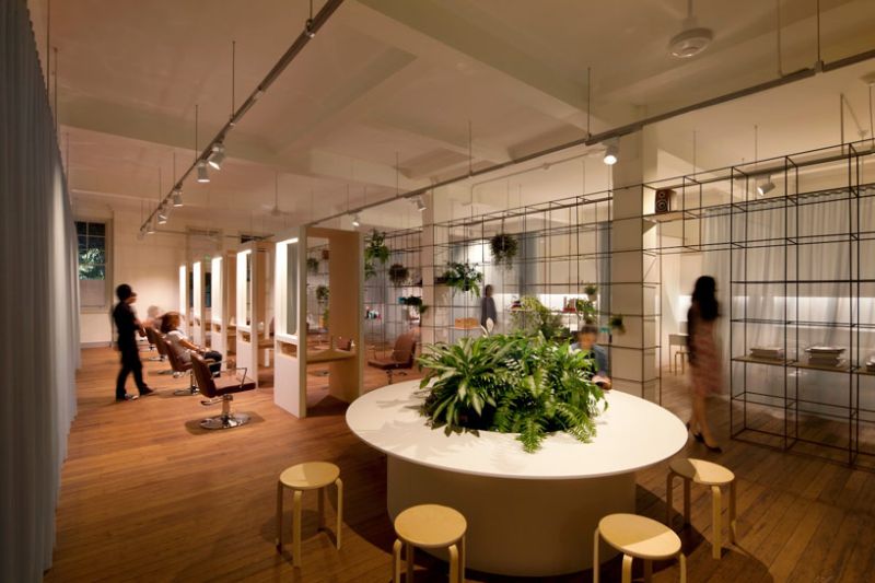 Waiting area inside the stylish Sydney hair and beauty salon