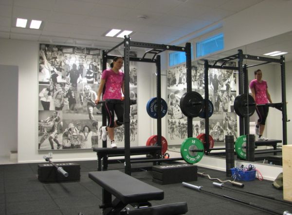 Wall collage in the home gym to keep you motivated!