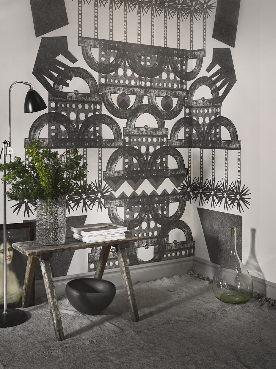 Wall mural inspired by ethnic symbols and patterns