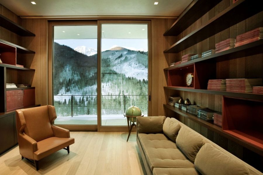 Warm interior with large sliding glass doors