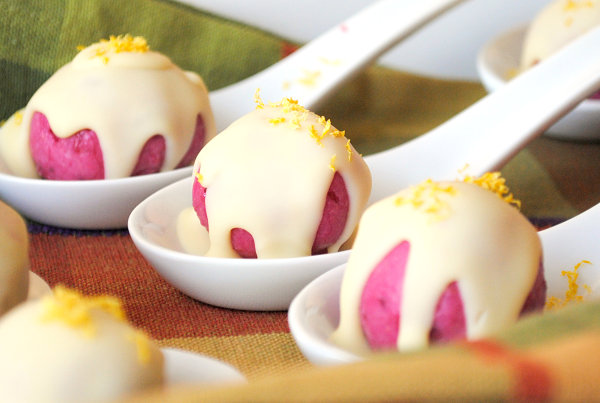 White chocolate cranberry lemon truffles