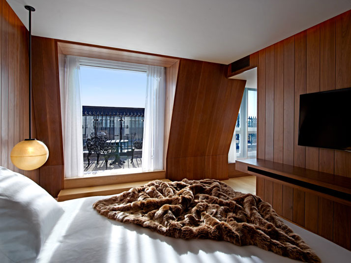 Wooden paneling gives the rooms a warm appeal