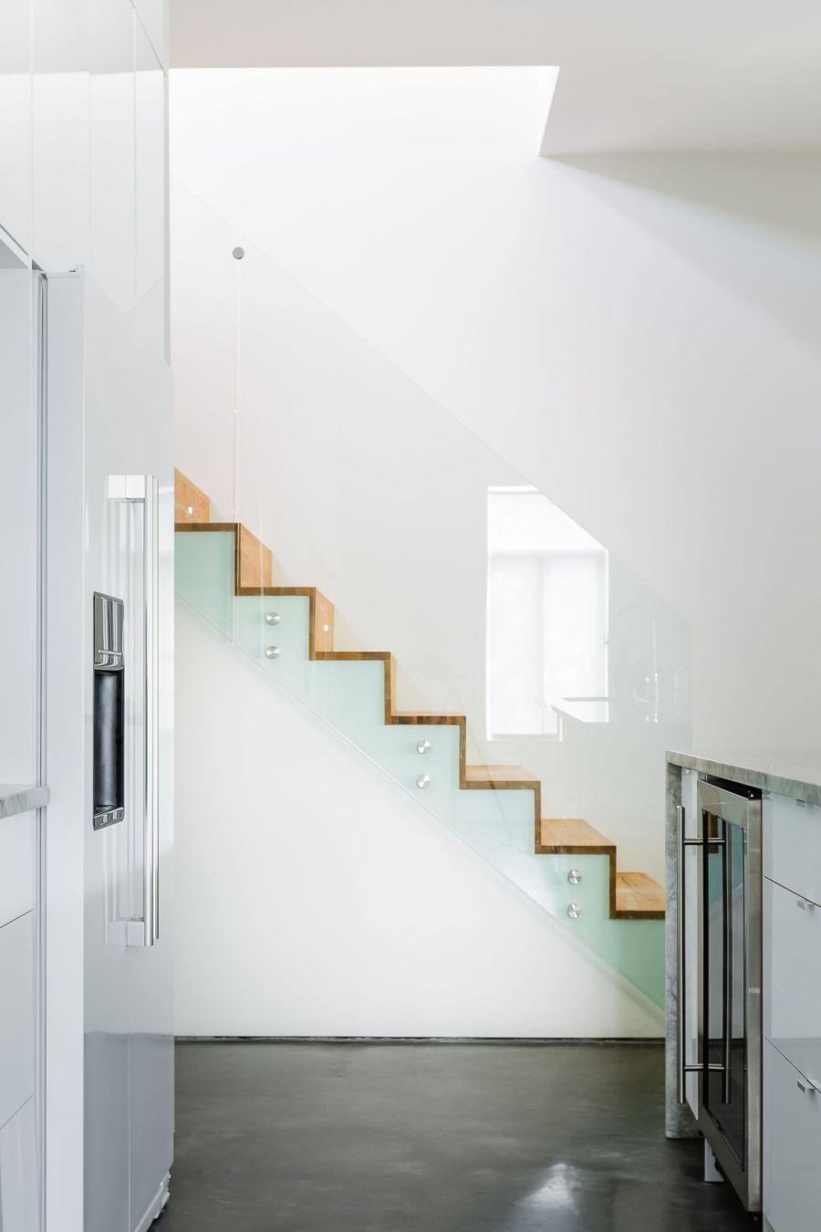 Wooden staircase leading to the second floor