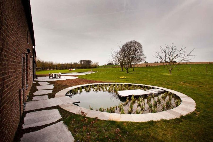 backyard with interesting water features