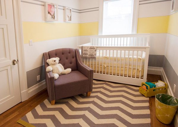 buttercream yellow stripes nursery room