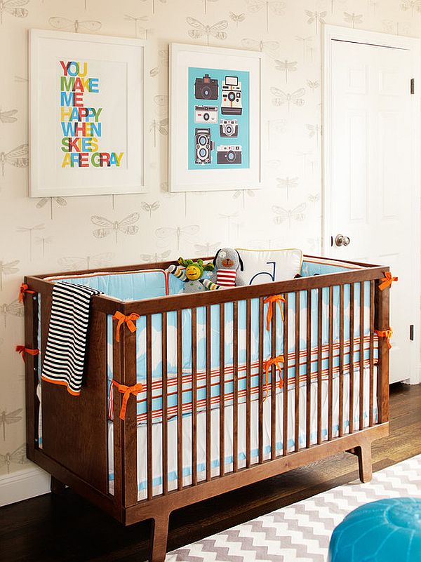 orange accents nursery room