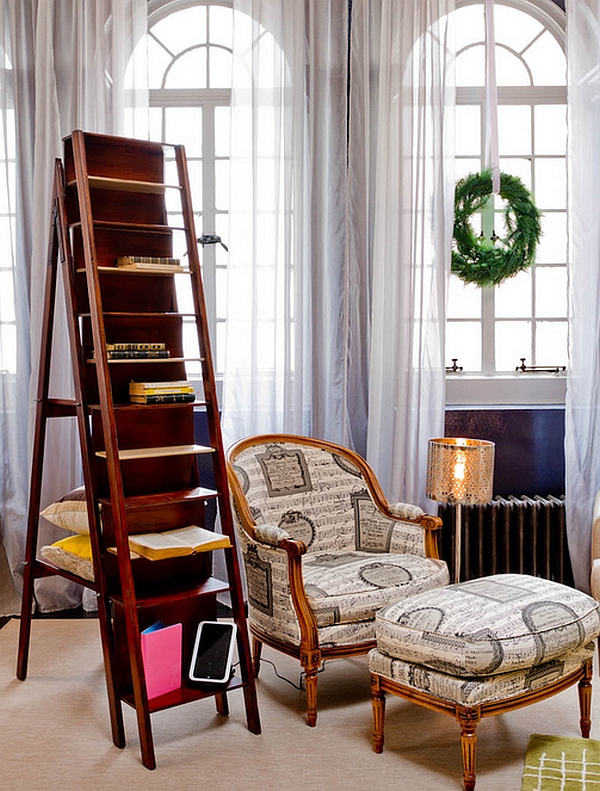 A ladder bookcase to comeplet your reading nook