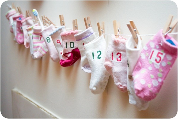 Baby sock advent calendar