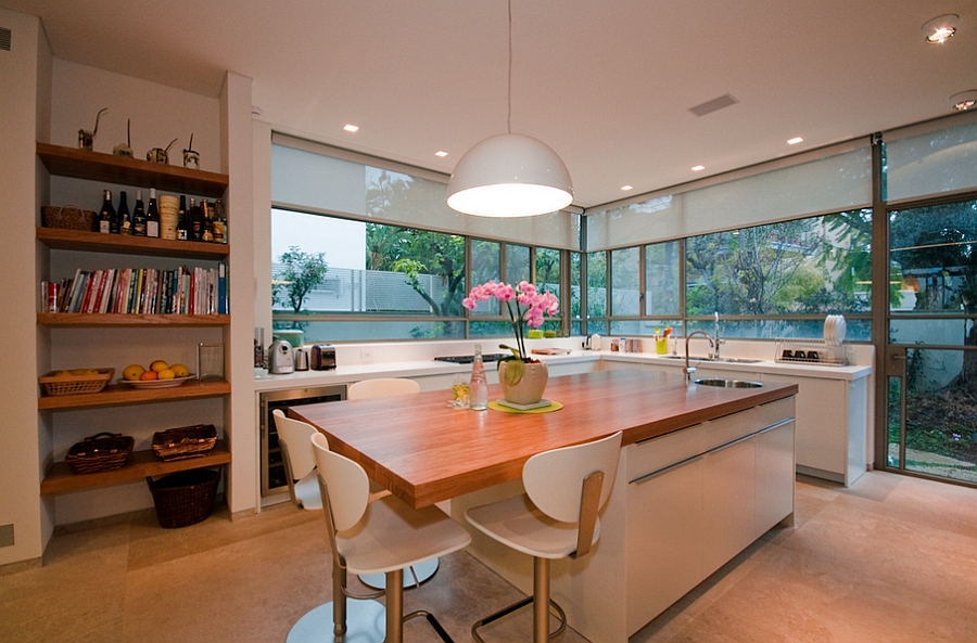 Beautifully lit kitchen island