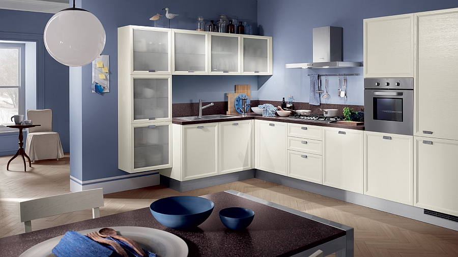 Blue and whit modern kitchen