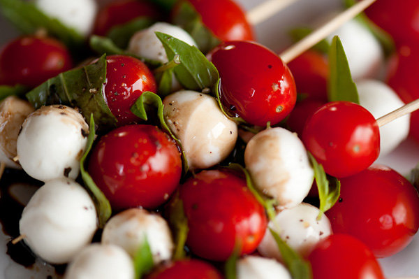 Caprese and tomato skewers