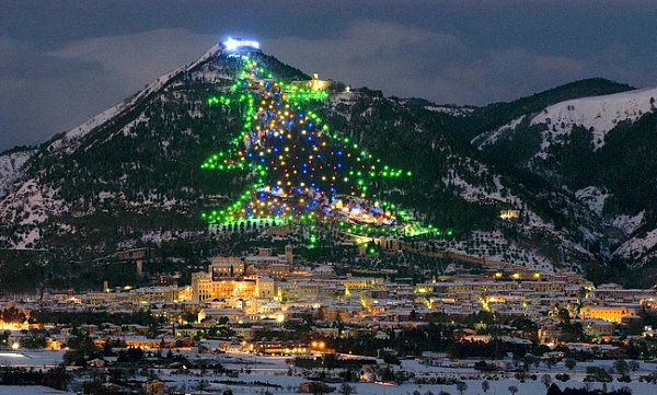 Christmas tree on Monte Ingino, Italy