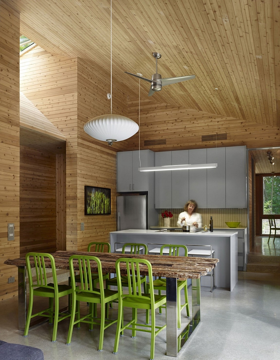 Colorful Emeco Navy Chairs at the dining table