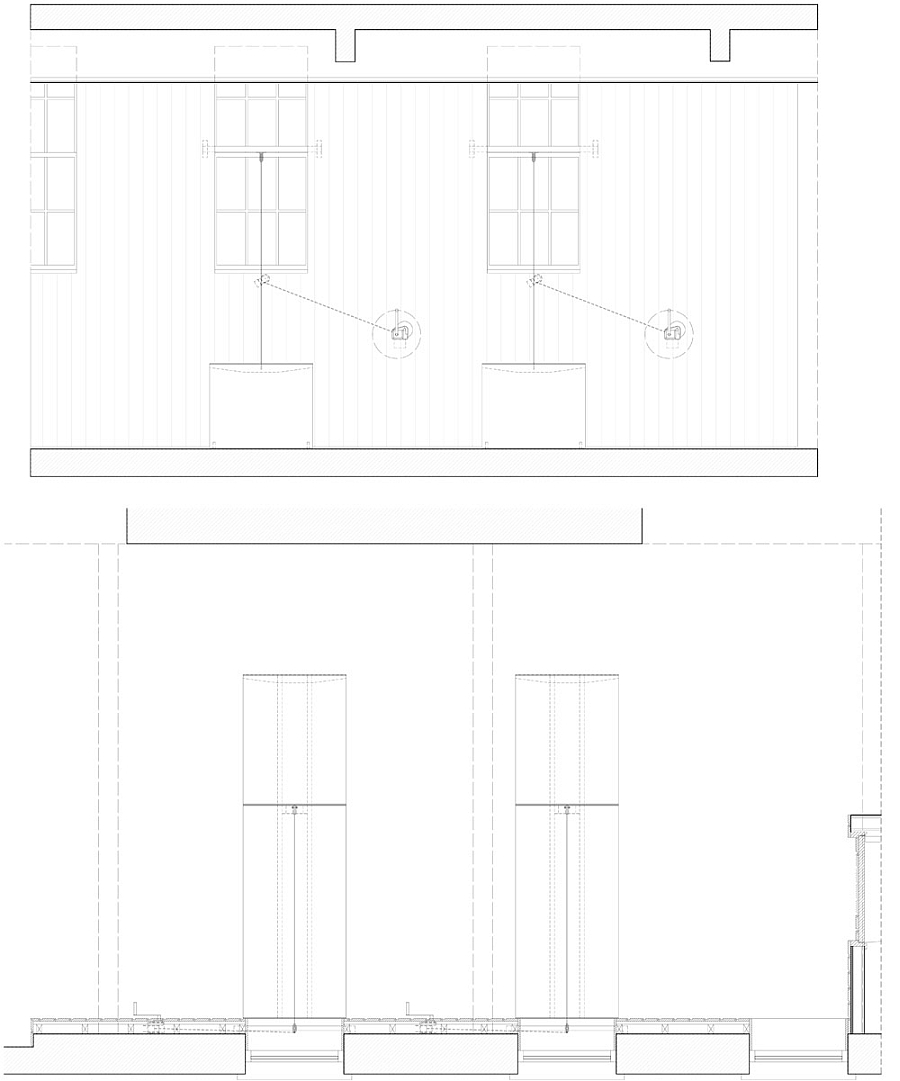 Concept design rendering of folding tables by Moxon Architects