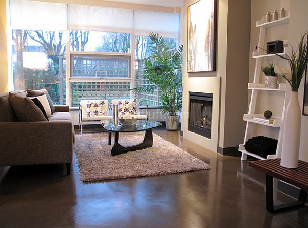 Contemporary living room with decor in neutral shades