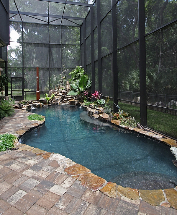 Creative indoor pool mimics an exotic tropical pond