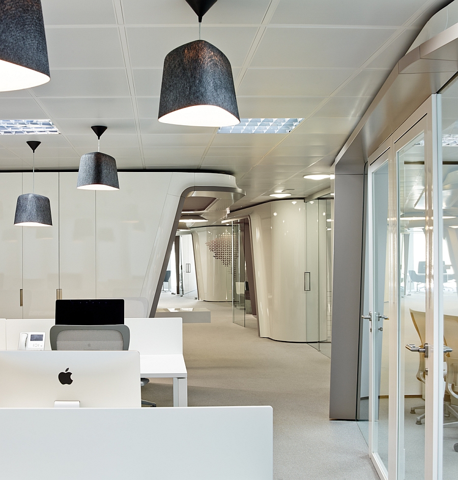 Elegant interior of contemporary office in white