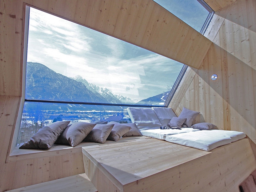 Enjoy majestic mountain views outside through the window