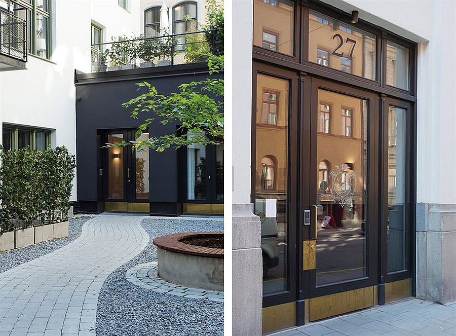 Entranceway to the Straw Hat Factory apartment in Sweden