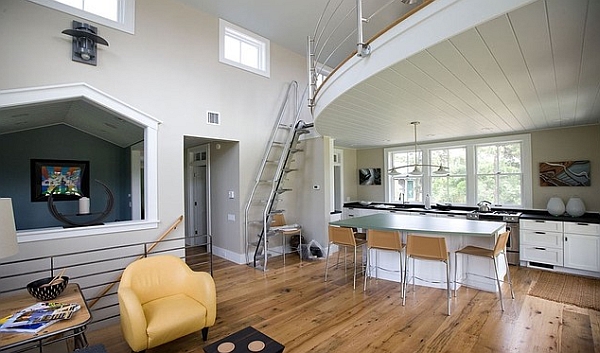 Ergonomic kitchen tucked neatly under the Mezzanine floor