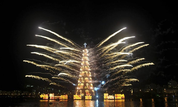 Floating Christmas tree in Brazil