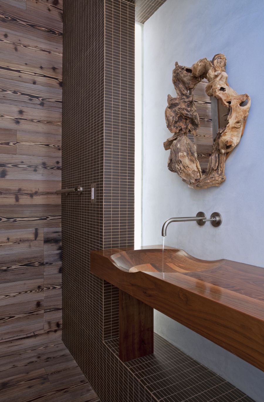 Gorgeous floating vanity in timber