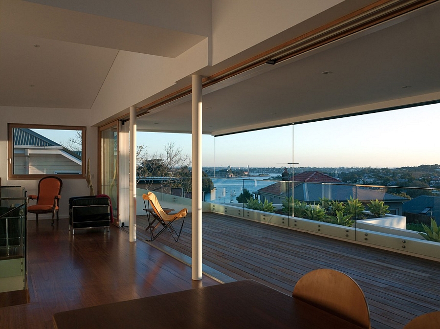 Iconic Butterfly Chair sits on the upper level deck space