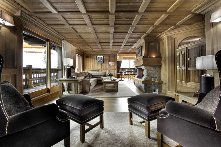 Interior of Chalet Tsuga in stone and wood