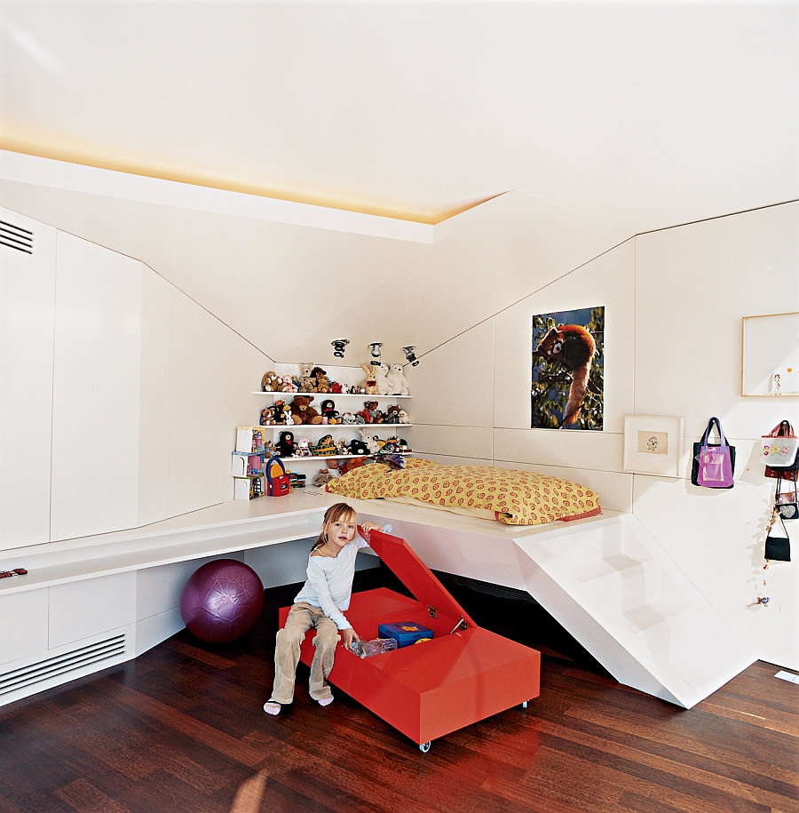 Kids' penthouse bedroom in white