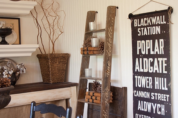 Ladder display with a rustic and organic appeal