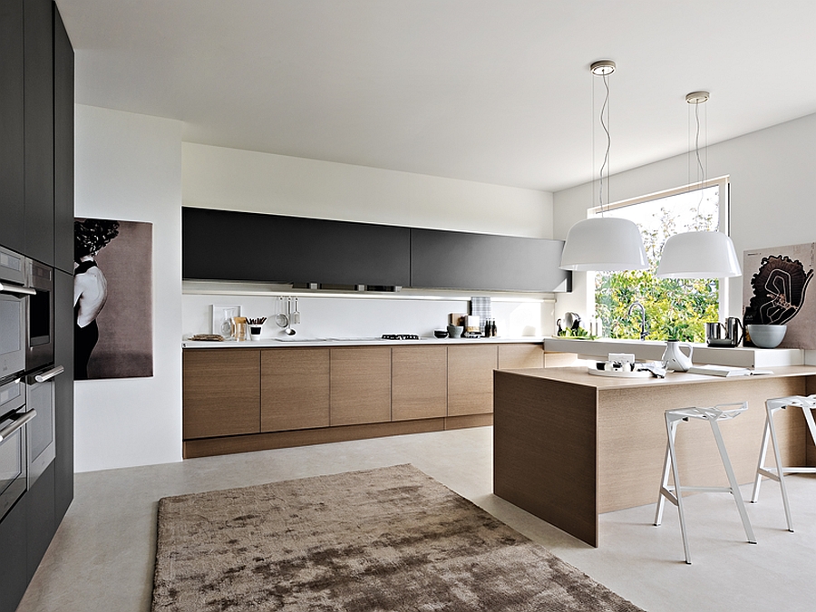 Large pendants above kitchen island