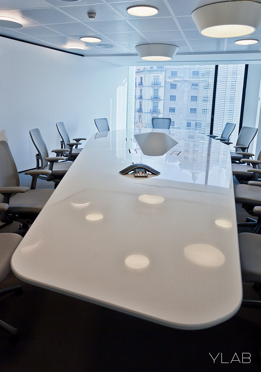 Large white table in the conference room