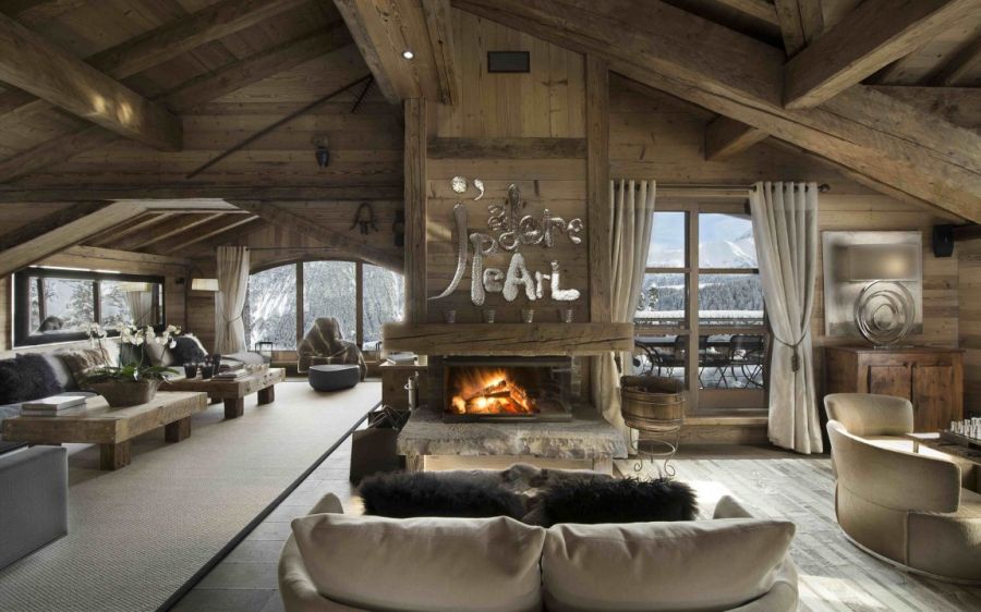 Lavish living space of the Chalet in French Alps