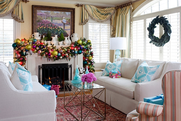 Let the mantel decorations reflect your home's color scheme